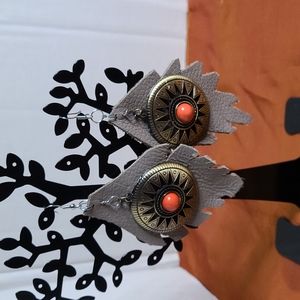 Hand made leather earrings